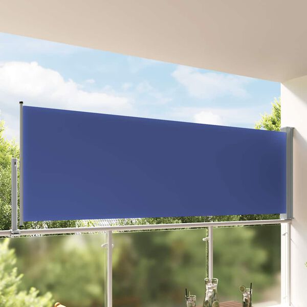 vidaXL Patio Retractable Side Awning 120x300 cm Blue