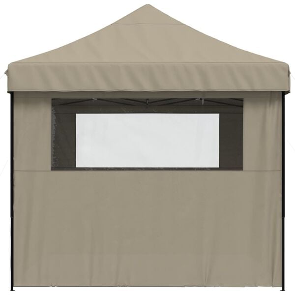 vidaXL Foldable Party Tent Pop-Up with 4 Sidewalls Taupe