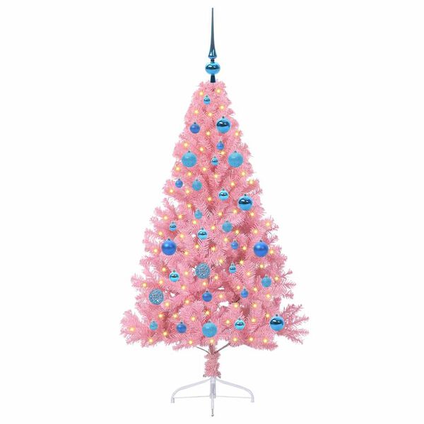 vidaXL Artificial Pre-lit Christmas Tree with 150 LEDs Pink 150 cm PVC