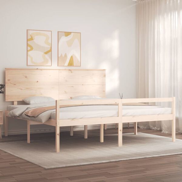 vidaXL Senior Bed without Mattress Super King Size Solid Wood