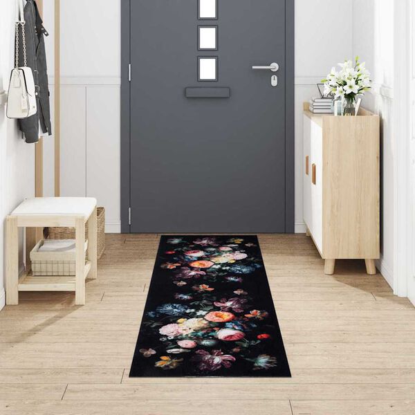 vidaXL Kitchen Rug Black 300 x 60 cm Velvet