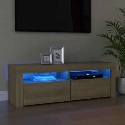 vidaXL TV Cabinet with LED Lights Sonoma Oak 120x35x40 cm