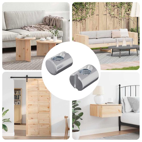 vidaXL Barrel Nuts 2 pcs Silver M6 x 13 mm (Thread Diameter x H) Metal