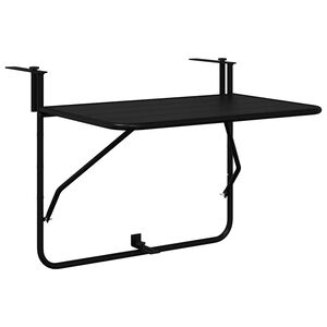 vidaXL Hanging Balcony Table Black 60 x 39 x 65 cm Steel