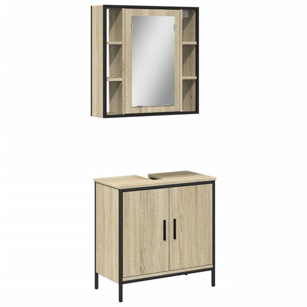 vidaXL 2 Piece Bathroom Furniture Set Sonoma Oak Engineered Wood