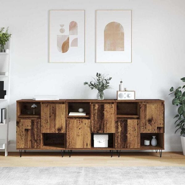 vidaXL Sideboard 3 pcs Old Wood 60 x 35 x 70 cm