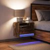 vidaXL Wall-mounted Bedside Cabinet with LED Lights Smoked Oak