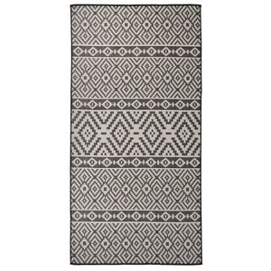 vidaXL Outdoor Flatweave Rug 100x200 cm Black Stripes
