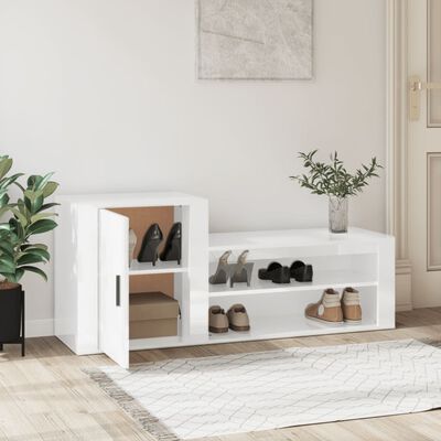 vidaXL Shoe Cabinet High Gloss White 130x35x54 cm Engineered Wood