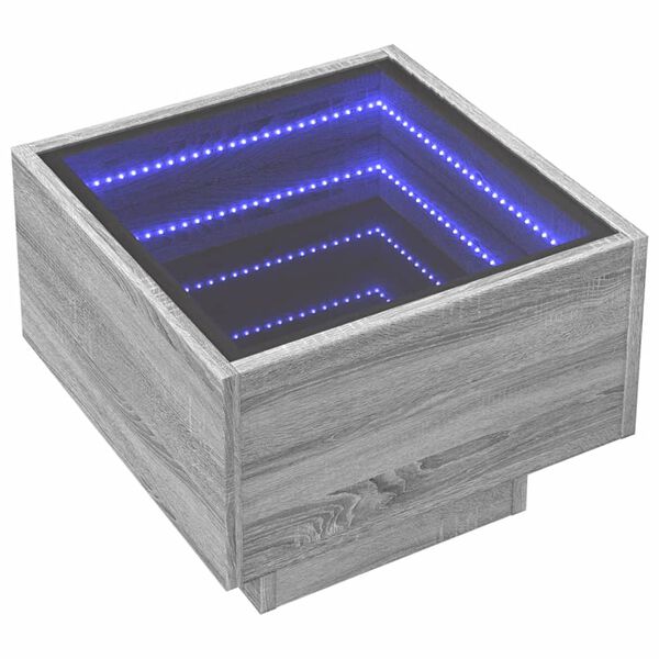 vidaXL Bedside Table with Infinity LED Grey Sonoma 40x40x30 cm