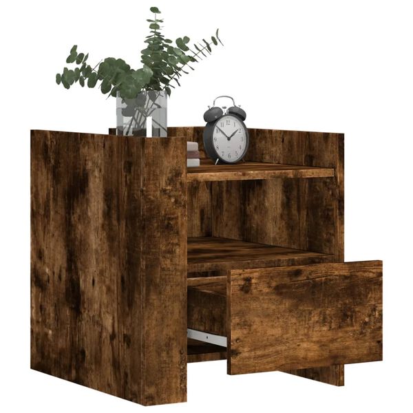 vidaXL Bedside Cabinet Smoked Oak 45x50x50 cm Engineered Wood