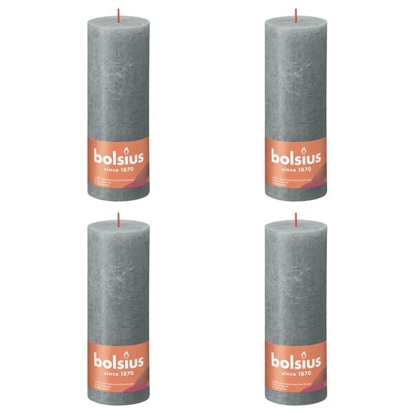 Bolsius Rustic Pillar Candles Shine 4 pcs 190x68 mm Eucalyptus Green