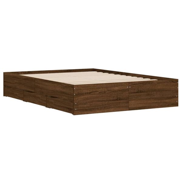 vidaXL Bed Frame with Drawers without Mattress Brown Oak 120x200 cm