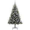 vidaXL Artificial Hinged Christmas Tree with Flocked Snow 180 cm