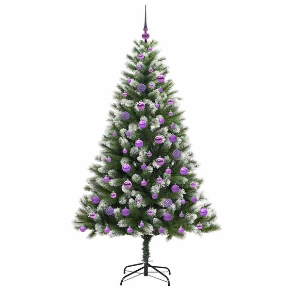vidaXL Artificial Hinged Christmas Tree with Flocked Snow 180 cm