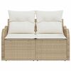 vidaXL Garden Sofa Beige 121 x 62 x 69cm Poly Rattan