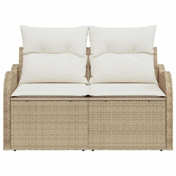 vidaXL Garden Sofa Beige 121 x 62 x 69cm Poly Rattan