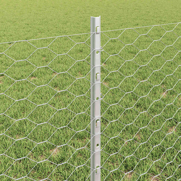 vidaXL Fence with Post Silver 0.6 x 25 m Steel