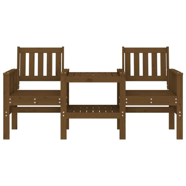 vidaXL Garden Bench with Table 2-Seater Honey Brown Solid Wood Pine