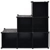 vidaXL Storage Cube Organiser with 6 Compartments Black
