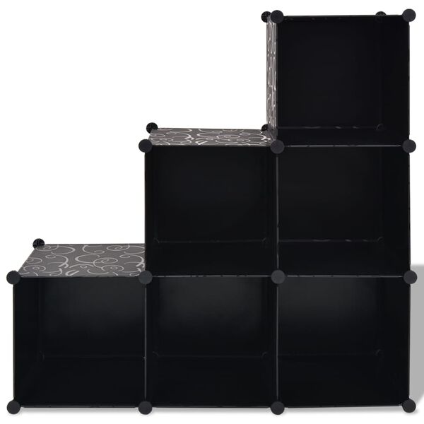 vidaXL Storage Cube Organiser with 6 Compartments Black