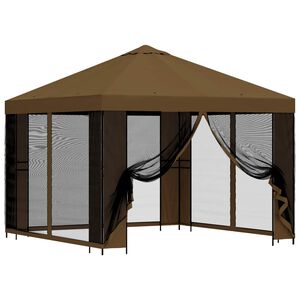 vidaXL Garden Gazebo with Sidewalls 3 x 3 m Taupe Polyester and Steel