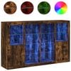 vidaXL Sideboards with LED Lights 3 pcs Smoked Oak Engineered Wood