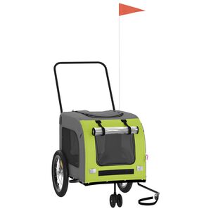 vidaXL Pet Bike Trailer Green and Grey Oxford Fabric and Iron
