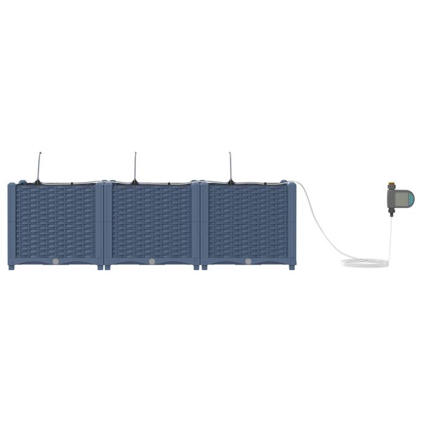 vidaXL Garden Planter 3 pcs Grey 120 x 40 x 37.5 cm Plastic