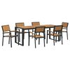 vidaXL Garden Dining Set 7 pcs Black Solid Acacia Wood