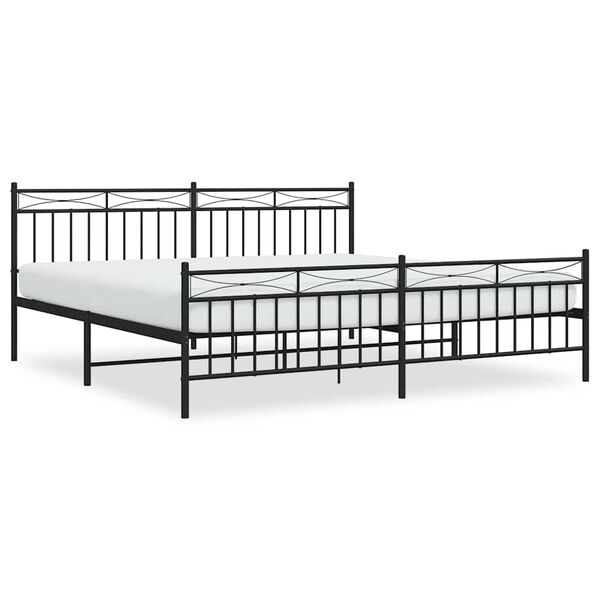vidaXL Metal Bed Frame without Mattress with Footboard Black 193x203cm