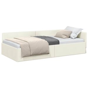 vidaXL Corner Bed Frame with Headboard Cream 100 cm x 200 cm Velvet