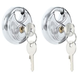 vidaXL Discus Locks with Keys 6 pcs Silver 6 x 2.3 x 6 cm