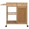 vidaXL Kitchen Trolley with Wheels Natural 90.5 x 36 x 86.5 cm Bamboo