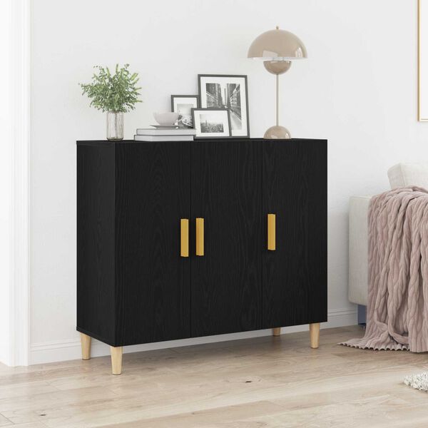 vidaXL Sideboard Black Oak 90 x 34 x 80 cm Engineered Wood