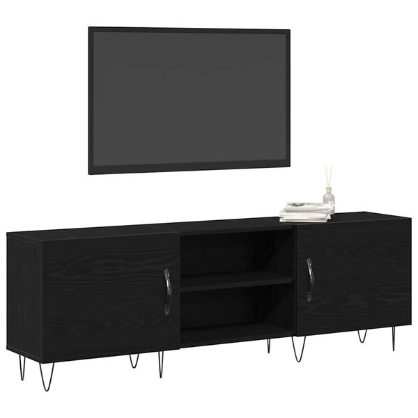 vidaXL TV Cabinet Set Black Oak 150 x 30 x 50 cm Engineered Wood
