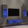 vidaXL 5 Piece TV Wall Units with LED Concrete Grey Engineered Wood