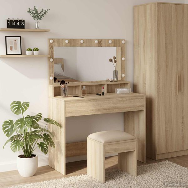 vidaXL Dressing Table Sonoma Oak 100 x 41 x 135 cm Engineered Wood