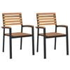 vidaXL Stackable Garden Chairs 2 pcs Solid Wood Acacia and Metal
