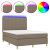 vidaXL Box Spring Bed with Mattress&LED Taupe 140x190 cm Fabric