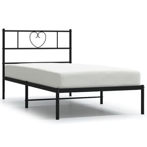 vidaXL Metal Bed Frame without Mattress with Headboard Black 80x200cm