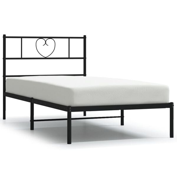 vidaXL Metal Bed Frame without Mattress with Headboard Black 80x200cm