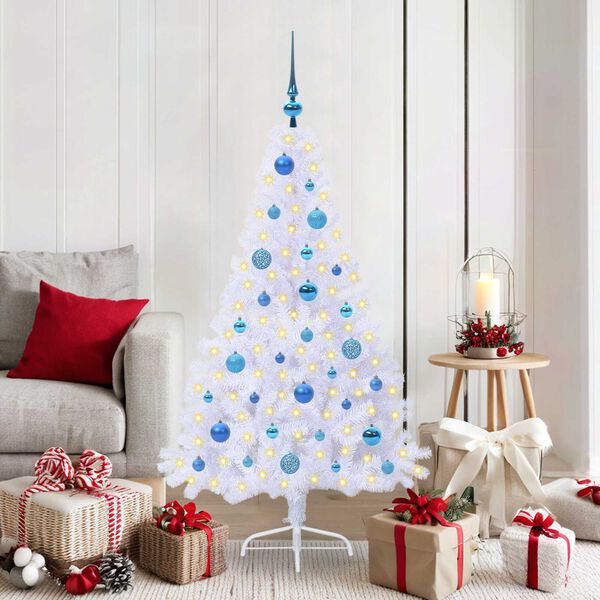 vidaXL Artificial Christmas Tree with Stand White 150 cm PVC and Steel