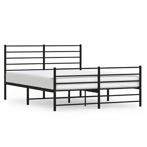 vidaXL Metal Bed Frame without Mattress with Footboard Black 150x200cm