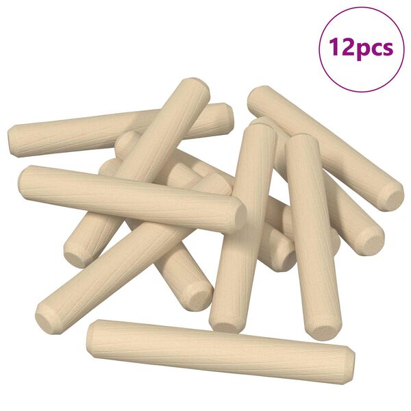 vidaXL Wooden Dowels 12 pcs Brown &Oslash;8 x 50 mm Solid wood