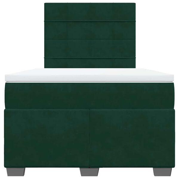 vidaXL Box Spring Bed with Mattress Dark Green 120x200 cm Velvet
