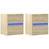 vidaXL Wall-mounted Bedside Cabinets with LED Lights 2 pcs Sonoma Oak