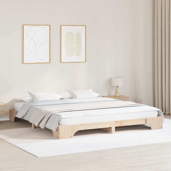 vidaXL Bed Frame Natural 180 x 200 cm Solid Pine Wood