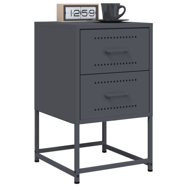 vidaXL Bedside Cabinets 2 pcs Anthracite 36x39x60.5 cm Steel