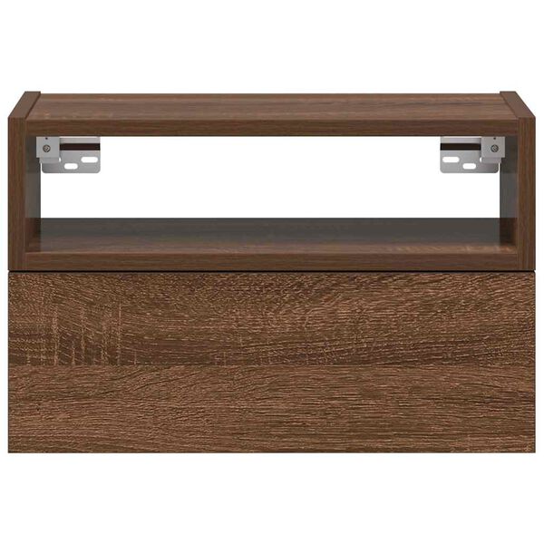 vidaXL Wall-mounted Bedside Cabinet Brown Oak 45x26x28.5 cm